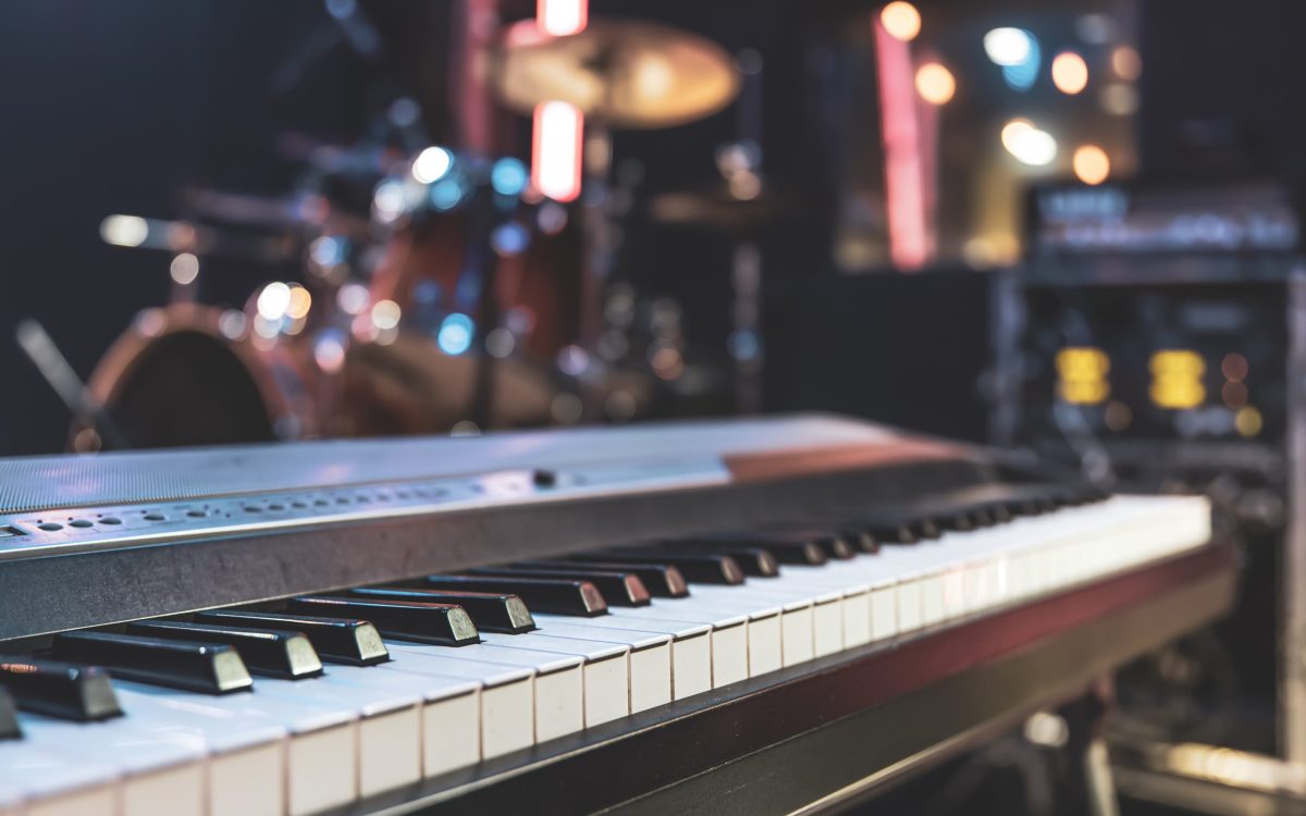 Close up of musical keys indoors with beautiful lighting.